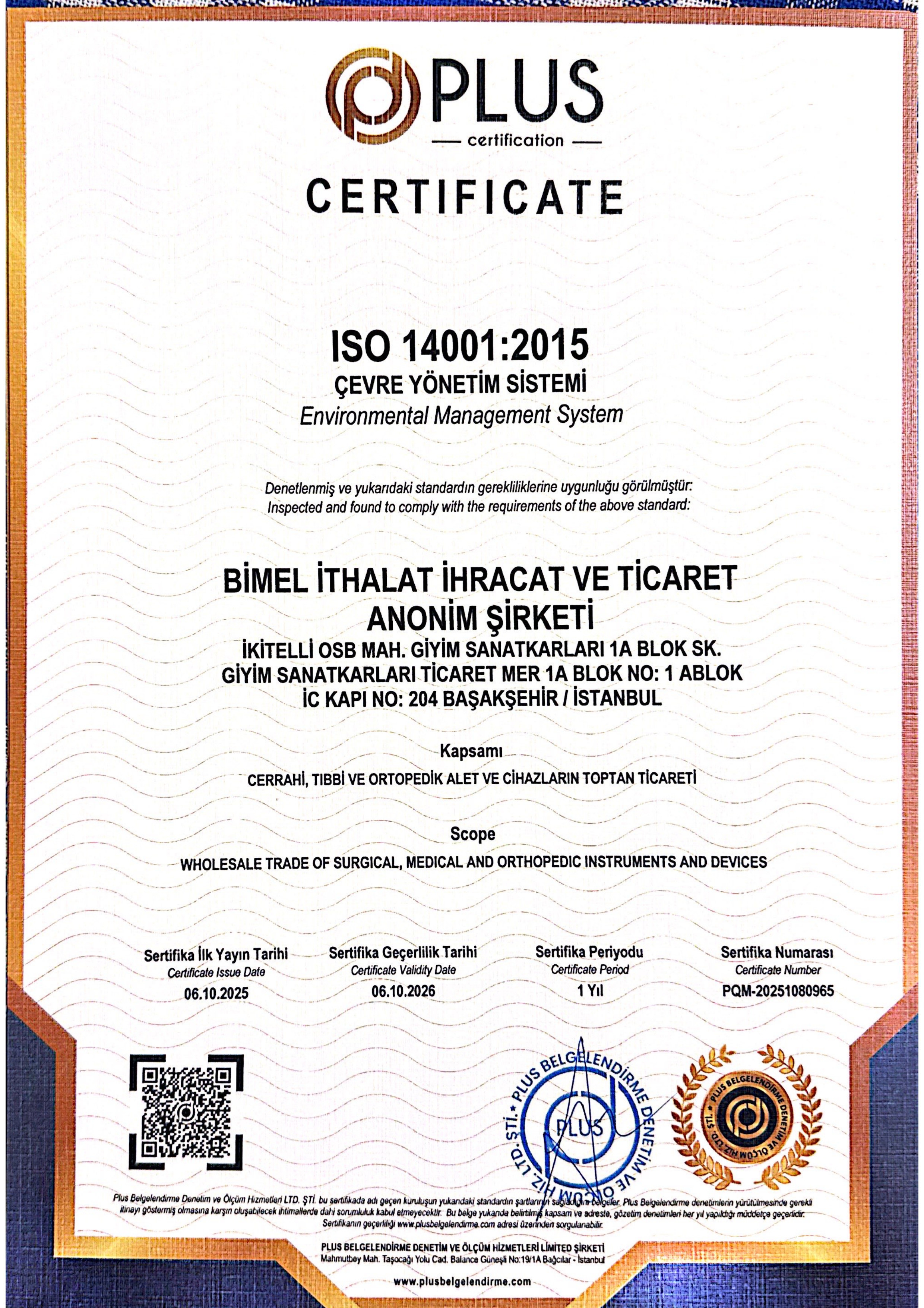 PEM-2023092201 BİMEL TİCARET ISO 14001